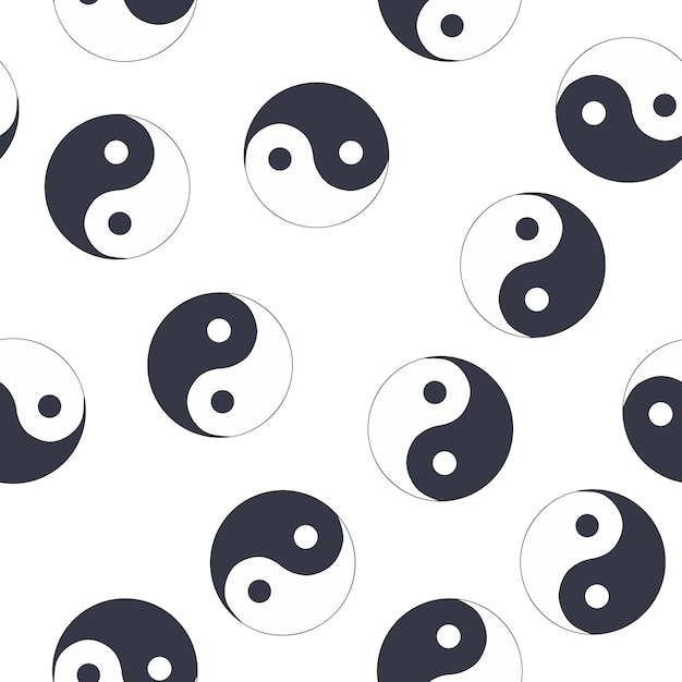 Vector seamless pattern of hand drawn doodle sketch yin yang symbol isolated on white background