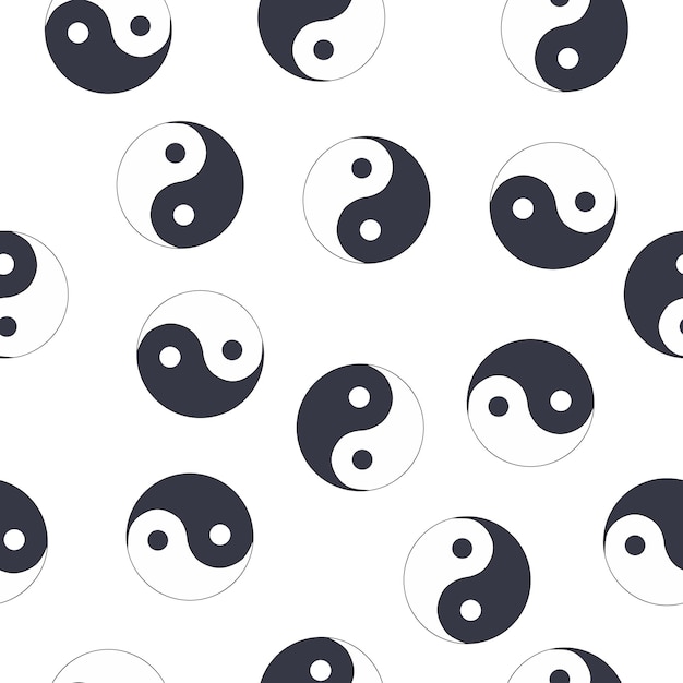 Vector seamless pattern of hand drawn doodle sketch yin yang symbol isolated on white background