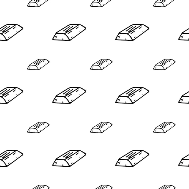 Seamless pattern hand drawn ingot. Doodle black sketch. Sign symbol. Decoration element. Isolated on white background. Flat design. Vector illustration.