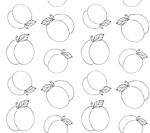 Seamless pattern of hand drawn peach