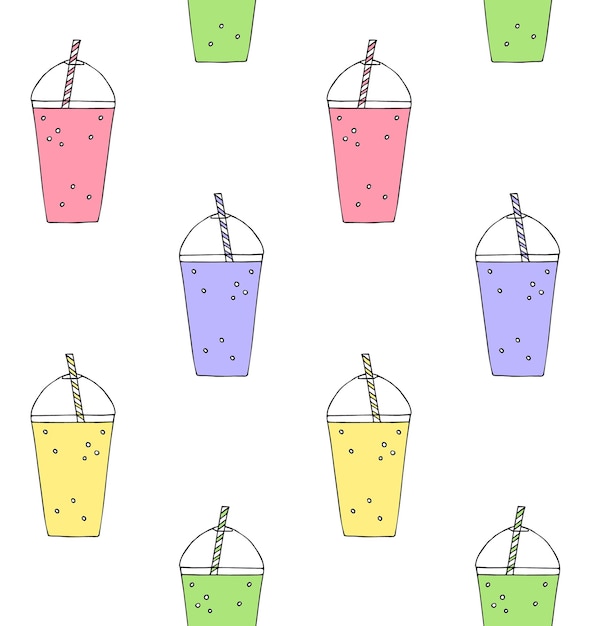 Seamless pattern of hand drawn smoothie milk shake