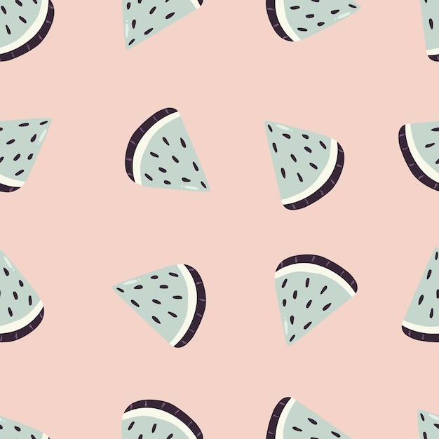 Seamless pattern of hand drawn watermelon slice Cute modern summer background