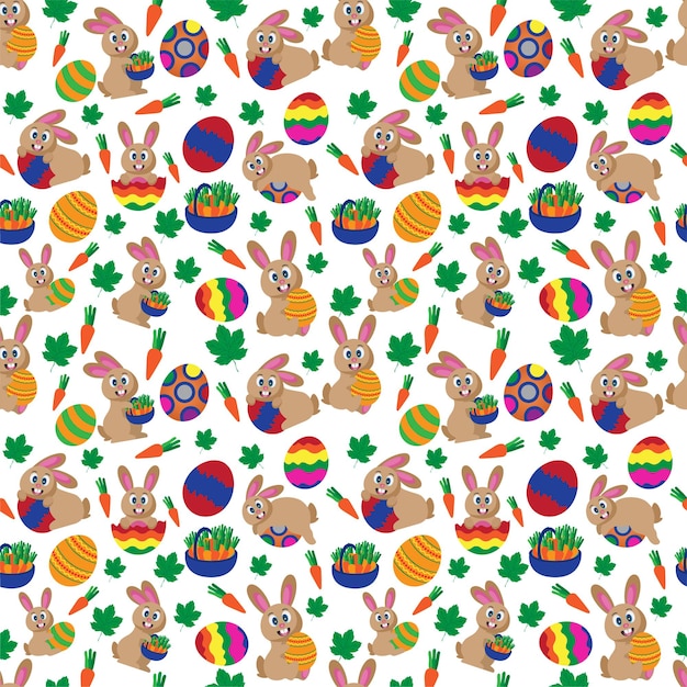 Seamless pattern of happy easter with easter elements Premium vector