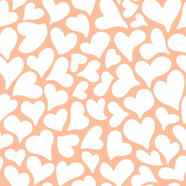 Seamless pattern hearts Trendy peach fuzz color background Valentines day wedding mothers day