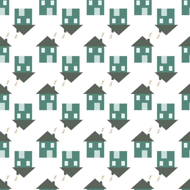 Seamless pattern of house buildings Contemporary background Minimalists style vector texture for wallpaper covers prints fabric stationery wrapping paper