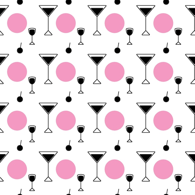 Seamless pattern icons in the form glasses and spots in trendy colors on a transparent background