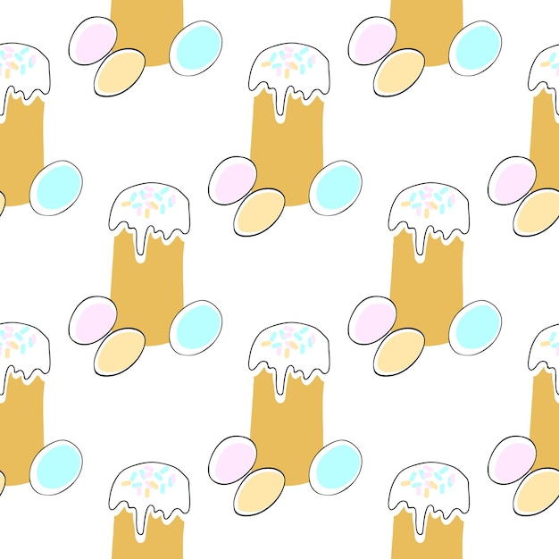 Seamless pattern illustration Easter traditional cake