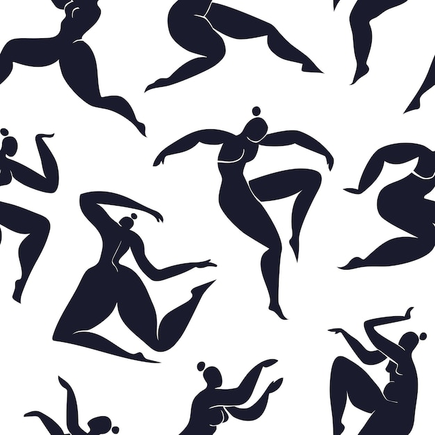 Seamless pattern inspired by Matisse with dancing abstract women