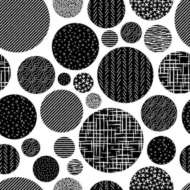 Seamless pattern irregular circles different textures