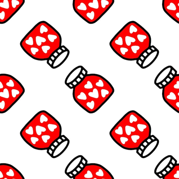 Seamless pattern of Jars with heartPattern for Valentines day