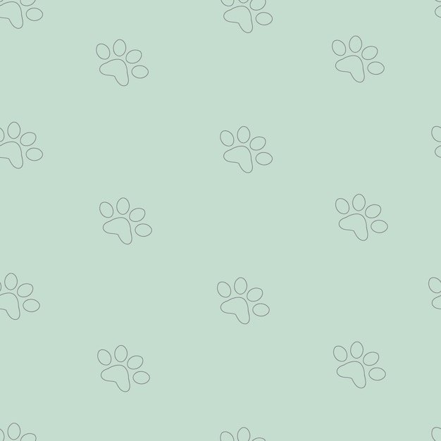 seamless pattern of kawaii cute paw cat animals background