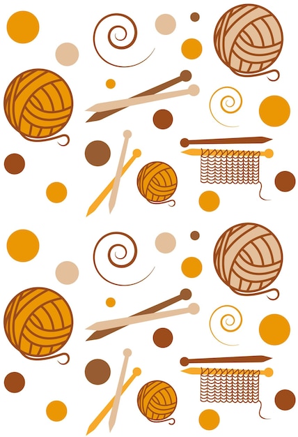 Seamless pattern knitting on soft background for textile or cover Brown and orange Vector print