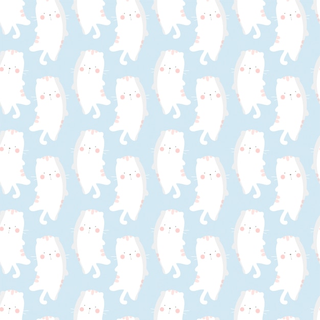 Seamless Pattern Lazy Cat , Cute Animal Pattern