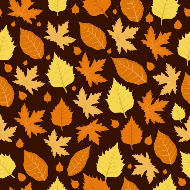 Seamless pattern leaf falling autumn