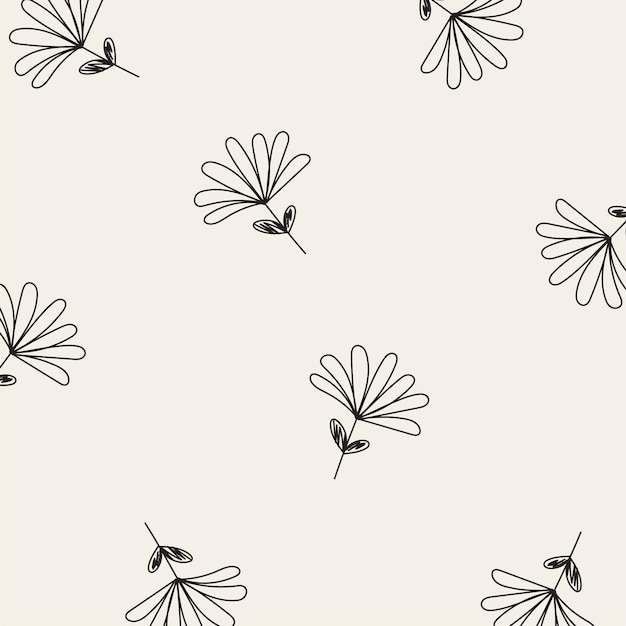 Seamless pattern of leaves and flowers