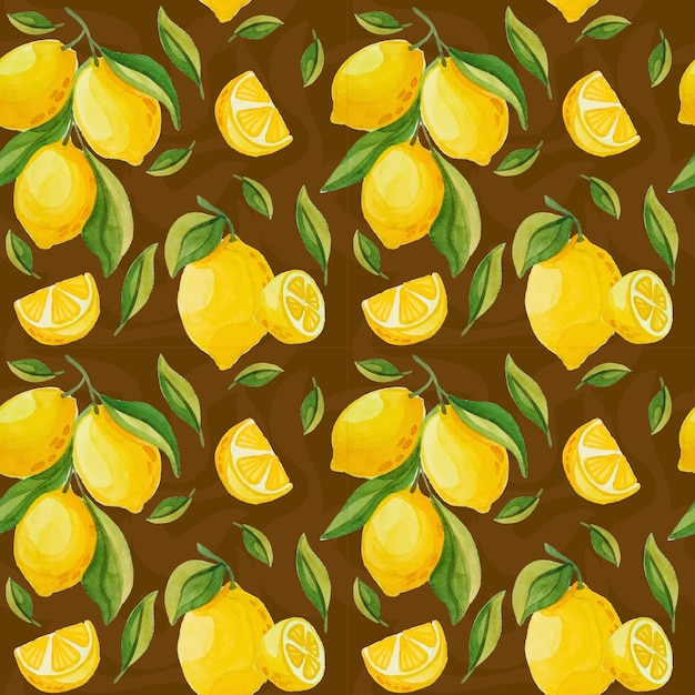 seamless pattern lemon in watercolor