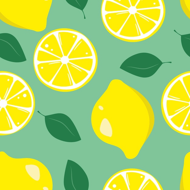 Seamless pattern lemons on a neutral background flat style slices of lemons