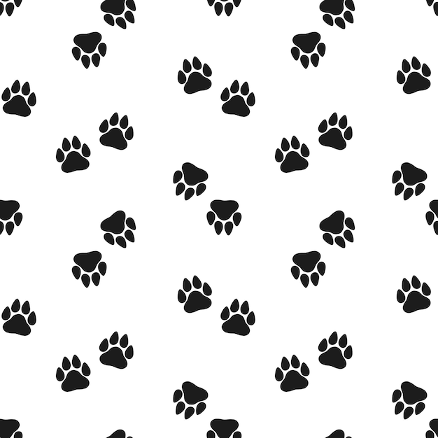 Seamless pattern of leopard animal footprints Black and white simple design Print background