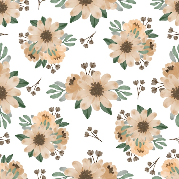 Seamless pattern of light brown flowers