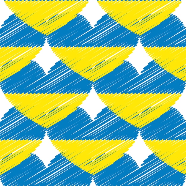 Seamless Pattern Line Ukraine Flag Thin Outline National Background