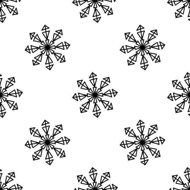 Seamless pattern made from doodle abstract snowflakes