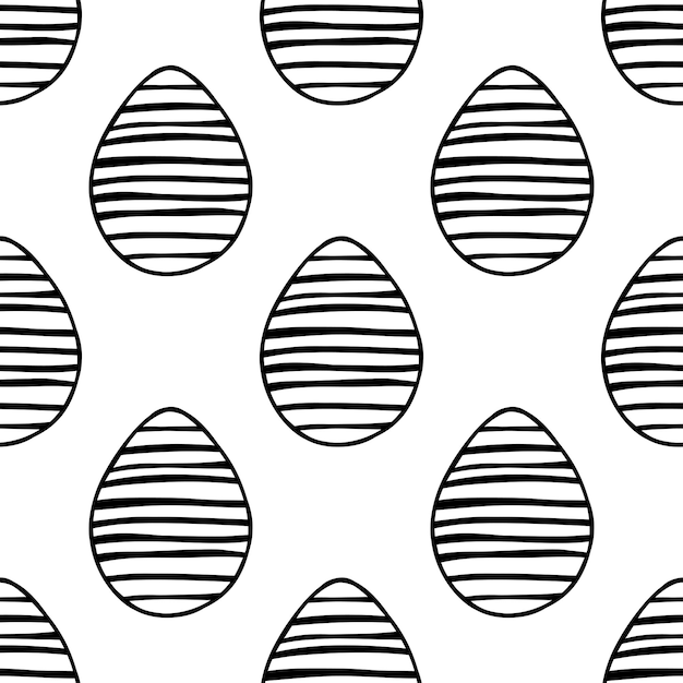 Seamless pattern made from hand drawn Easter eggs illustration. Isolated on white background.