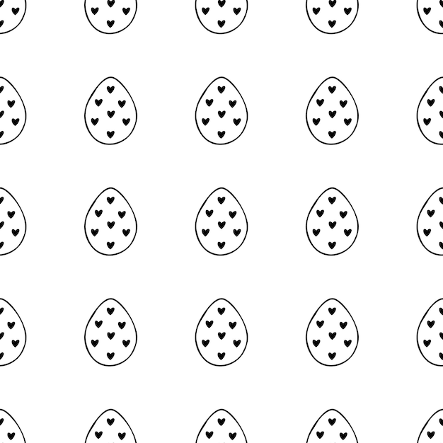 Seamless pattern made from hand drawn Easter eggs illustration Isolated on a white background