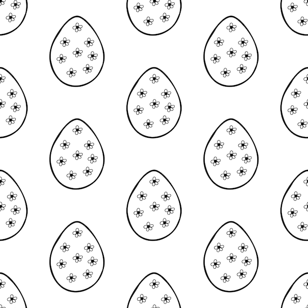 Seamless pattern made from hand drawn Easter eggs illustration. Isolated on white background.