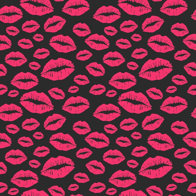 Seamless pattern made up of different pink colored female lips for package, wrapping paper or cloth