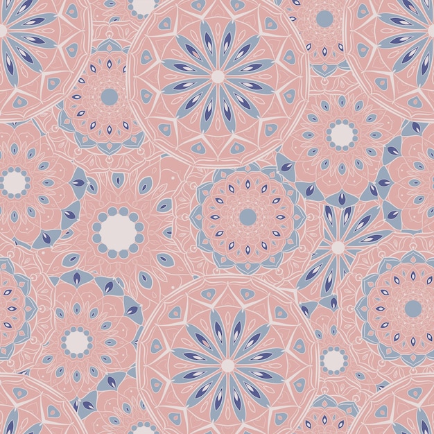 seamless pattern mandala art in cute pink color