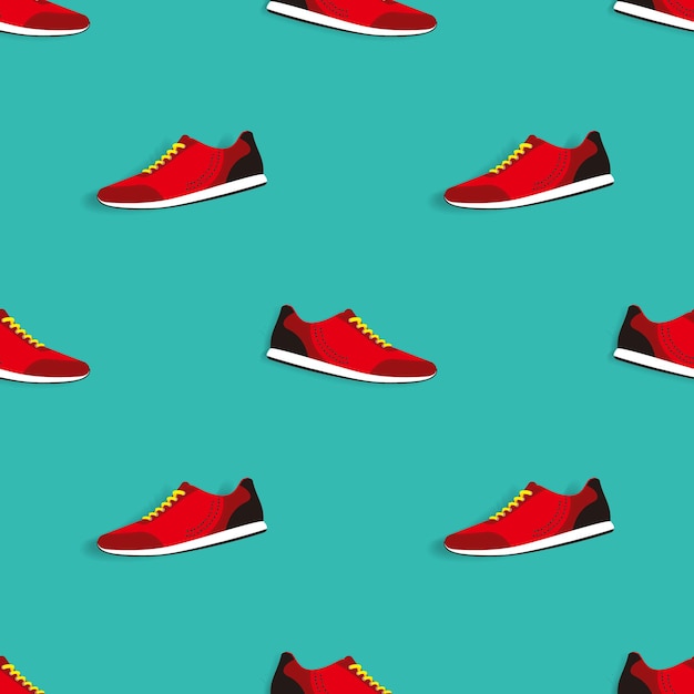 Seamless pattern men39s shoe illustration design red texture blue background designs for wallpapers backgrounds covers and prints on fabric vector illustration