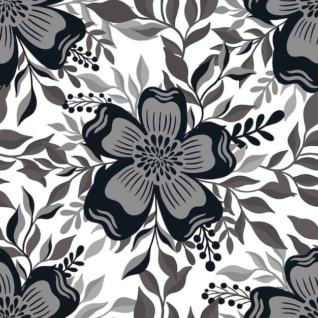 Seamless pattern monochrome flowerelegant floral designbotanical print fashion print