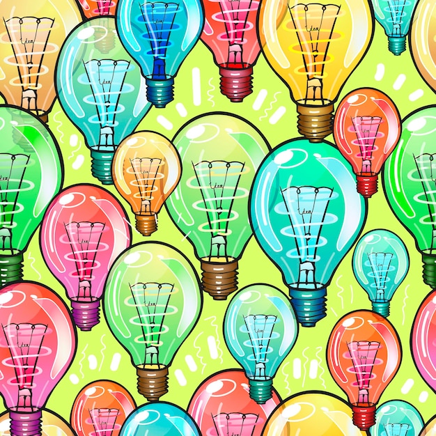 Seamless pattern. Multi-coloured transparent lamps.