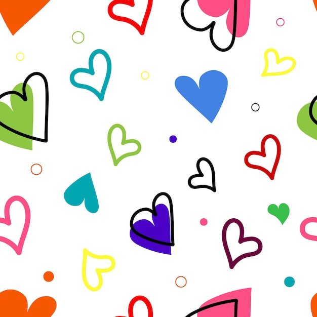 Seamless pattern of multicolored hearts