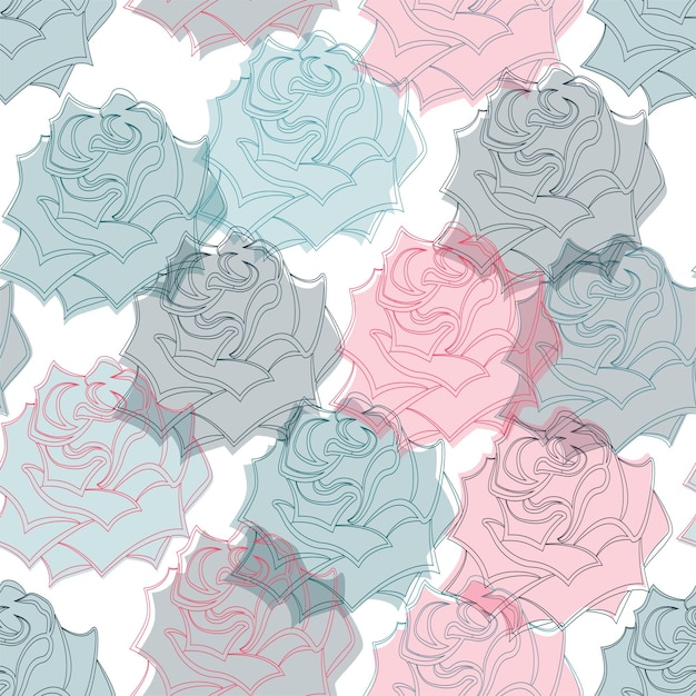 Seamless Pattern Multicolored Roses