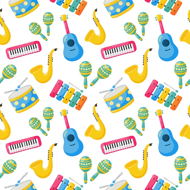 seamless pattern musical instruments isolated