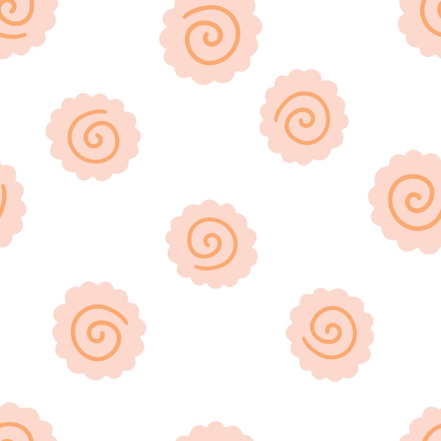 Seamless pattern of Narutomaki or kamaboko surimi icon simple Vector cartoon flat doodle illustration on white background