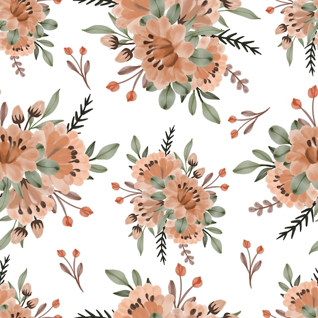 Seamless pattern of orange flower bouquet