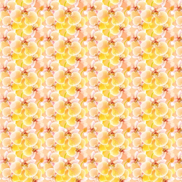 Seamless pattern of orchids on a yellow background. seamless pattern of orchids on a yellow background. vector illustration. stock illustration