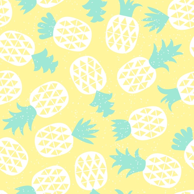 Seamless pattern of pastel pineapple with geometric ornament