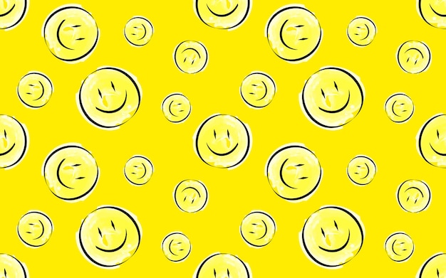 Vector seamless pattern the pattern emojis smiling yellow round icons for textiles and gift packages