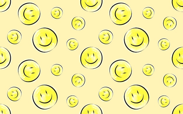 Vector seamless pattern the pattern emojis smiling yellow round icons for textiles and gift packages