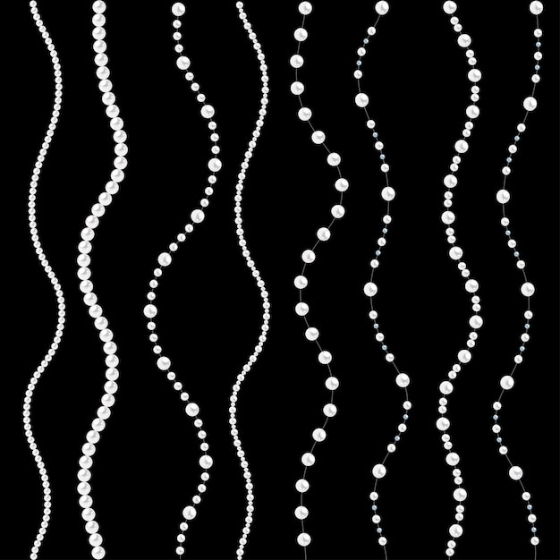 Seamless pattern of pearl strings on black.