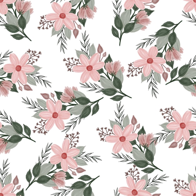 seamless pattern of pink flower for textile and  design