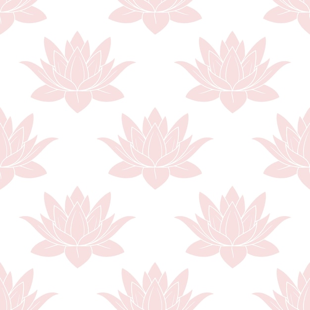 Seamless pattern pink lotus flowers on a white background Floral background textile vector