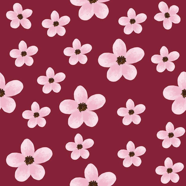 Seamless pattern pink pastel color flowers background.