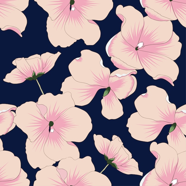 Seamless pattern pink pastel flowers.