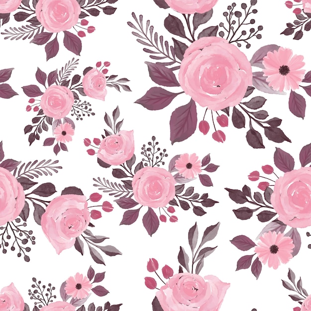 seamless pattern of pink rose bouquet