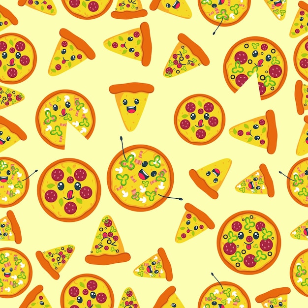 Seamless pattern pizza fast food