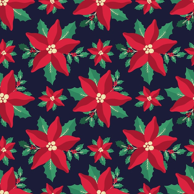 Seamless pattern poinsettia christmas floral plantnew year  ornamentdecoration botanical design